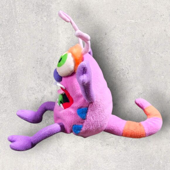 Vintage Silly Slammers Flu Bug Plush 1998 ToyBox Rare Pink Monster Beanbag - Picture 3 of 8